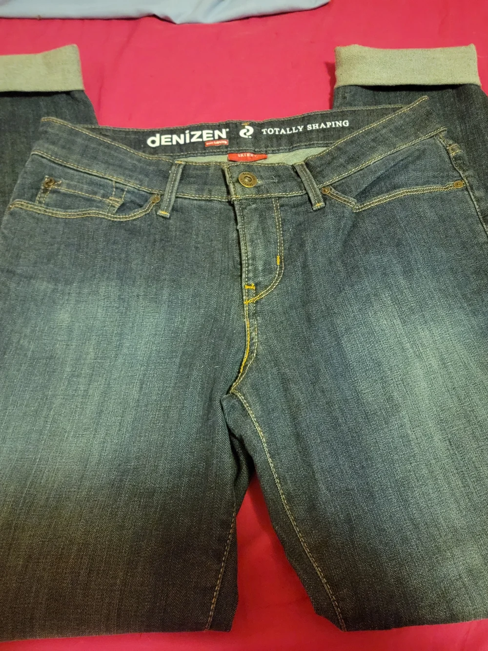 Denizen from Levi's Dark Blue Straight Leg Jeans with Embroidered Back Pocket